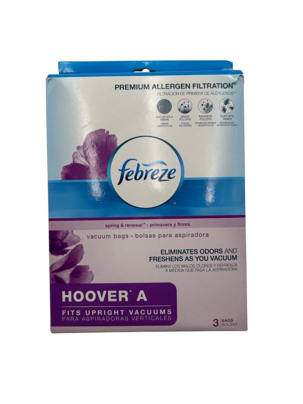 NEW Febreze Hoover A Spring & Renewal Vacuum Bags 3-Pack Allergen Filtration